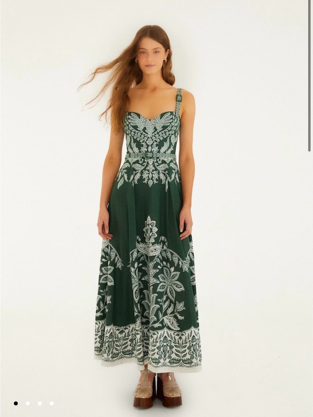 Farm Rio—Dark Green Miranda Buckles Maxi Dress